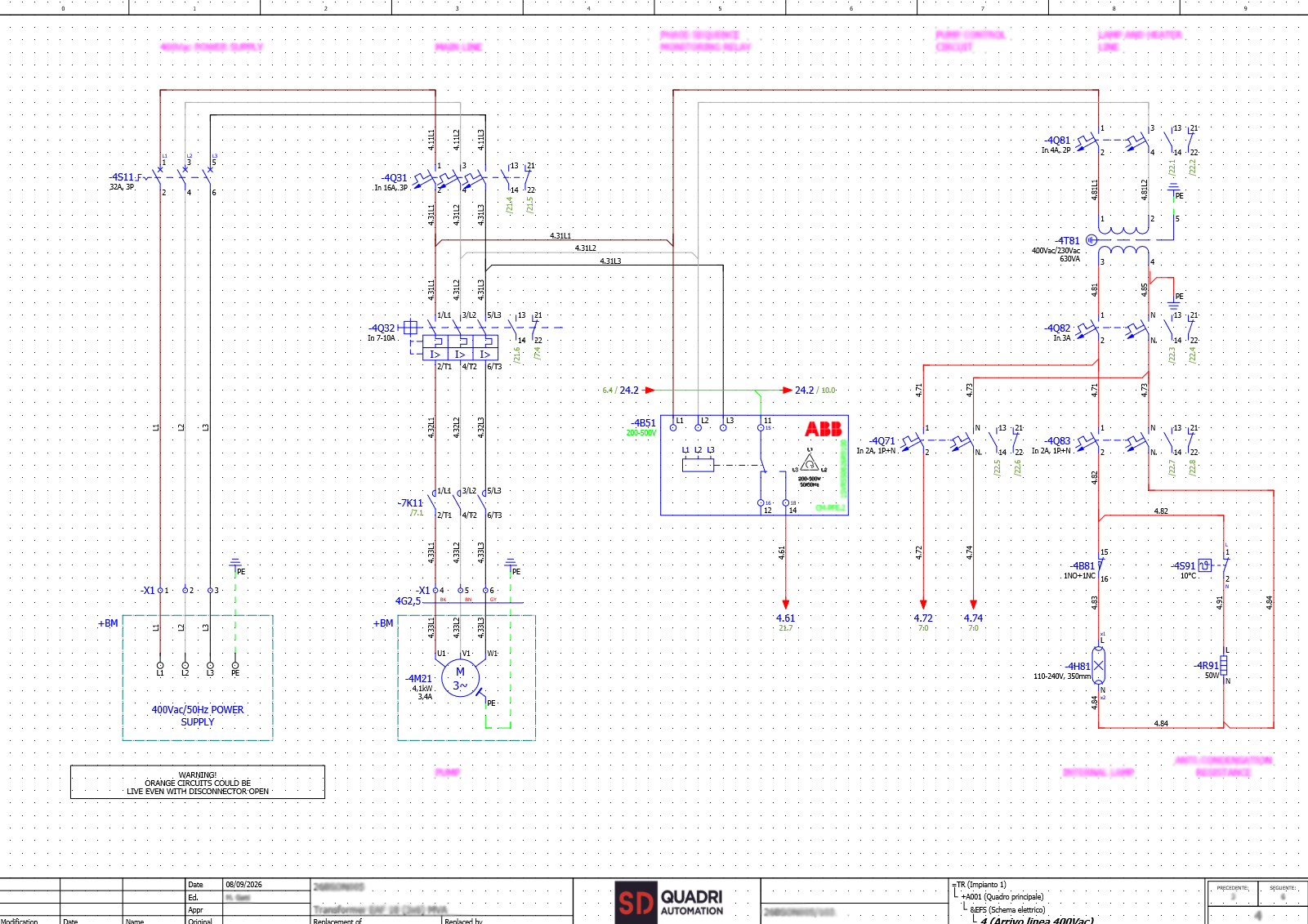 Progettazione quadri elettrici SD Quadri con disgno tecnico disegno tecnico della progettazione di un quadro elettrico in bt